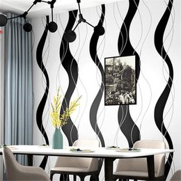 Wave pattern wallpaper black and white vertical stripes modern nordic style living room tv background wallpaper