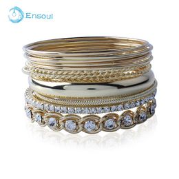 Ensoul 2021 Fashion 12Pcs/Lot Charms Bracelets & Bangles For Women Iron Alloy Bracelet Rhinestone Luxury Jewellery Femme Bangle