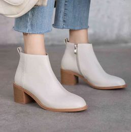 Special non refundable short boots women's new autumn and winter thick heels high Martin side zipper Boots