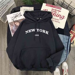 YORK Korea Ulzzang winter couple casual hip-hop female Big size Vintage ins long sleeve Harajuku punk fun hooded sweatshirt 210805