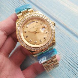 Fashion Men Womens Rose Gold Automatic Mechanical Week watch Daydate Stainless Steel Sapphire Crystal Diamonds sport Watches