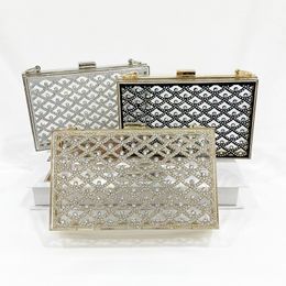 Transparent Clutch Bag Crystal Gold Luxury Acrylic Handbag Chain Metal Shoulder Evening Bag Wedding Party Purse