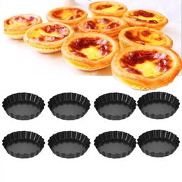 2/4/8 pcs Non-Stick Tart Quiche Flan Moulds Pie Pizza Cake Mould Removable Loose Bottom Fluted Heavy Duty Pan Bakeware