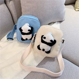 Children's Messenger Bag Plush Backpack Mini Elementary School Shoulder Bag Boys Girls Cute Panda Cartoon Animal Bags 2020 New