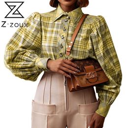 Women Blouse Woman Plaid Blouses Shirts Vintage Casual Plus Size Tops Bloues Stylish Long Sleeve s Clothes 210524