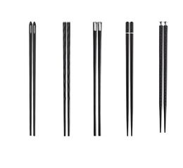 2021 5 Pairs Chopsticks Set Pointed Chop-sticks Commonly Used In Home Use and A Box of 243mm Black Dinner Chopstick