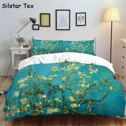 Silstar Tex Duvet Cover 220x240 Floal Green Bed Linen 2 sp Van Gogh Paint Duvet Cover Super Microfiber Twin Size Bedding French 210319