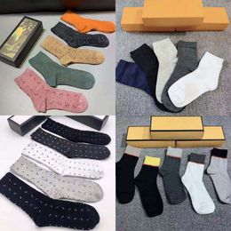 Men's Socks Classic Letter Socks For Men Women Stocking Fashion Ankle Sock Casual Knitted Cotton Candy Color Letters Printed 5 Pairs/Lot Come With BoxQPB9
