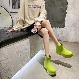 Chelsea boots womens Candy solid Colours pink black Pistachio Frost yellow fashion outdoor platform Martin Ankle Boot round toes waterproof high quality