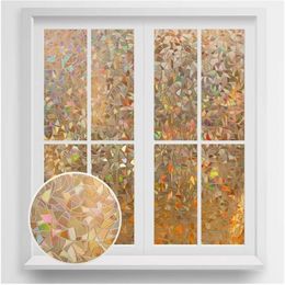 Rabbitgoo Self-Adhesive Privacy Grayish Brown Rainbow Film Stained Glass Films Decorative Window Cling 210317