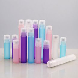 3 5 810ML Mini Gramme Size Refillable Roll-On Empty Bottle Frosted Plastic Container Glass Roller Ball Clear Screw Cap Essential Oil Lip Gloss
