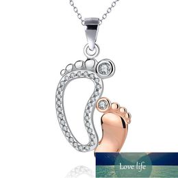 1 piece hanging foot shape pendant necklace setting cubic zirconia golden Colour necklace for mother's Day Factory price expert design Quality Latest Style Original