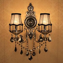 Art Salon Shop Window Antique Crystal Wall Lamps Led Arandela Drawing Room Silver Black Smoke Lights Restaurant Luminaire