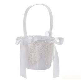 Decorative Flowers & Wreaths Wedding White Bride Woven Flower Basket Supplies Lace Girl Portable