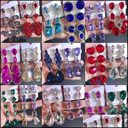 Dangle & Chandelier Earrings Jewellery Colorf Rhinestone Drop Long Bohemian Europe United States Retro Glass Drill Temperament Wedding For Wom