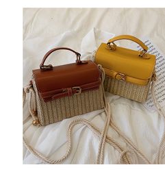 fashion box rattan women handbags wicker shoulder crossbody bags casual summer beach straw bag lady small bali purses