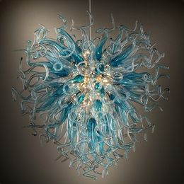 Luxury Blue Chandelier Lighting LED Indoor Home Hanging Lights 100% Hand Blown Glass Chandeliers for Living Room Art Decoration