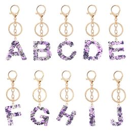 Fashion Letter Keychain Trendy Creative Colourful 26 English Initial Resin Handbag Keyring Accessories For Women Gift