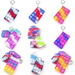 500pcs Simple Dimple fidget toys push bubble keychains sensory toy colorful cartoon stress release key chain Mixed styles DHL