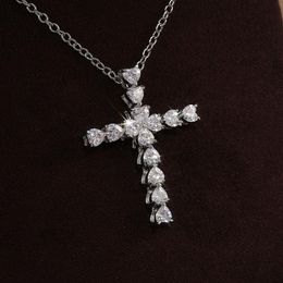 Pendant Necklaces Heart Shaped Gorgeous Zircon Crosses Pendants Choker Chains White Gold Colour Necklace For Women Fashion Jewellery Wholesale