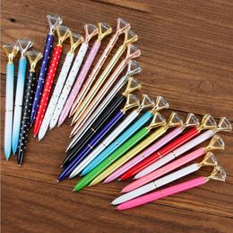 Ballpoint Pens Student Pen With Large Diamond Crystal Ballpoint Pens School Office Promotion Gift Metal Gem Pens 26 Colours GYL40