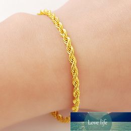 24K Real Gold Bracelet 3MM Twisted Rope Twisted Gold Plated Bracelet for Men & Women Wedding Jewellery Gifts Factory price expert design Quality Latest Style Original