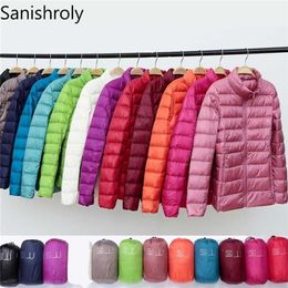 Sanishroly Autumn Winter Women Thin White Duck Down Jacket Parka Female Ultra Light Coat Short Tops Plus Size S268 211221