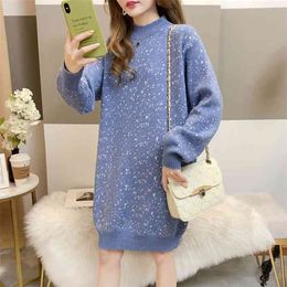 Thick Mid-length Sweater Women Loose Korean Version Of The Outer Wear Was Thin Autumn Winter Wearing A Base Knitted Top 210427