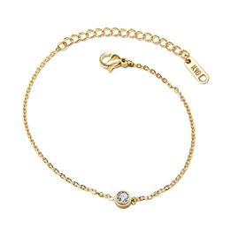 Joyas Acero Inoxidable Hot Selling Minimalist Jewelry Sample Dign Thin Chain Single Stone Cubic Zirconia Bracelet For Women