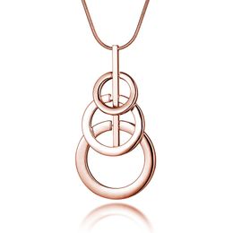 Three Circles Round Pendant Necklace Snake Bone Chain Three-hoop Interlocking Sweater Accessories