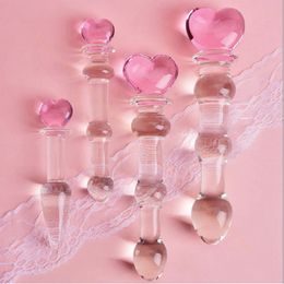 Massage Crystal Glass Dildos Gay Sexy Products Butt Plug Vaginal Anal Stimulation Beads Penis for Women Anal Plug Sexy Toys2567580