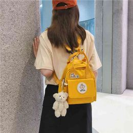 Korean Style Waterproof Canvas Small Mini Backpack For Women Fashion Travel Backpack School Bag For Tennage Girl Shoulder Bag 210922