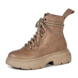 2022 Women Real Leather Boots Winter Ankle Boots Women Fashion Zipper Shoes Casual Flat Heel Footwear Size 34-42