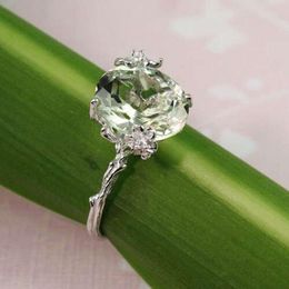 green leaves ring UK - Wedding Rings Charms Tree Branch Leaves Ring Green Crystal Women Engagement Cocktaill Jewelry