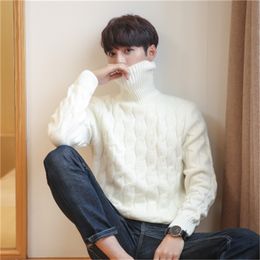 5XL Men Turtleneck Sweater Thick Knitted Pullover Winter Male High Turtle Neck Plus Size Mens Coats Black White Red 4XL 210918