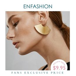 Enfashion Vintage Camber Fan Dangle Earrings Matte Gold Colour Big Earings Drop Earrings For Women Fashion Jewellery brinco E5425 210317