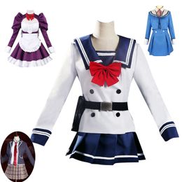 Anime Tenkuu Shinpan Costume High-Rise Invasion Honjou Yuri Shinzaki Kuon Mayuko Nise Maid Cosplay JK Uniform Dress Outfits Halloween Carnival