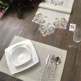 12 Persons Luxury Table Lace Runner 36*160 cm+12 Dining Placemats mats Home Decor Wedding Party Decoration Turkish 210709