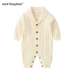 Mudkingdom Baby Boys Rompers Autumn Twist Knit Winter Long Sleeve Warm Hat Jumpsuit 210615