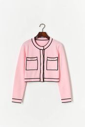 322 2021 Runway Spring Brand SAme Style Sweater Long Sleeve Crew Neck Fashion Pink Cardigan Clothes High Quality Womens MINGZHI