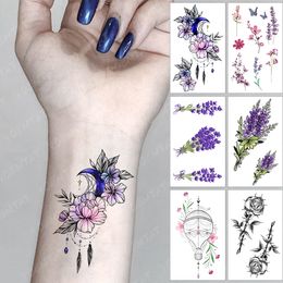 flower dream catcher Canada - Waterproof Temporary Tattoo Sticker Aurora Moon Lace Flowers Dream Catcher Flash Tatoo Arm Wrist Fake Tatto For Body Art Women