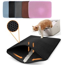 Double Layer Pet Cat Litter Mat Bed Pads Trapping Pets Box Non-slip Products For s House Accessories 211111