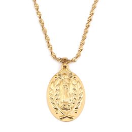 Virgin Mary Necklaces Gold Colour Madonna & Child Pendant Necklaces Our Lady Catholic Religious Jewellery