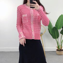 818 2021 Runway Autumn Brand SAme Style Sweater Long Sleeve Crew Neck Pink Blue Cardigan Fashion Clothes High Quality Womens yuecheng