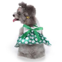 Christmas Cosplay Pet Dog Dress Red Green Polyester Clothes Sweetly Party Costume for Small Medium Dogs Puppies Bow Knot Dress