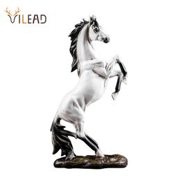 VILEAD Resin Horse Statue Morden Art Animal Figurines Office Home Decoration Accessories Horse Sculpture New Year Gifts 210318