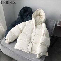 Short Winter Jacket Fashion Women Down Simple Design Hooded Coats Warm Thicken Casual Parka 211216