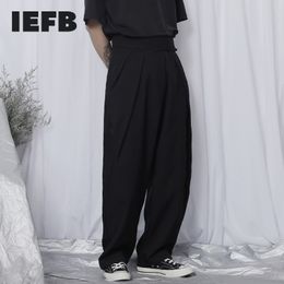 IEFB /men's wear Casual pants long dady pants spring design high waist loose wide leg pants for male streetwear 9Y2534 210524