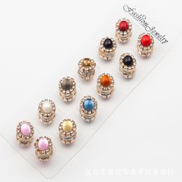 12pcs/lot Mix Color flower Colorful Magnet Brooch Pin Muslim Scarf clips Crystal Hijab Clips