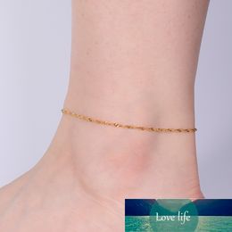 Skyrim Fashion Twist Water Wave Leg Ankle Bracelet Stainless Steel Gold Color Beach Foot Chain Anklet Jewelry for Women Girls